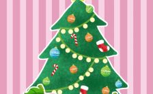 绿色圣诞树卡通祝福H5模板缩略图